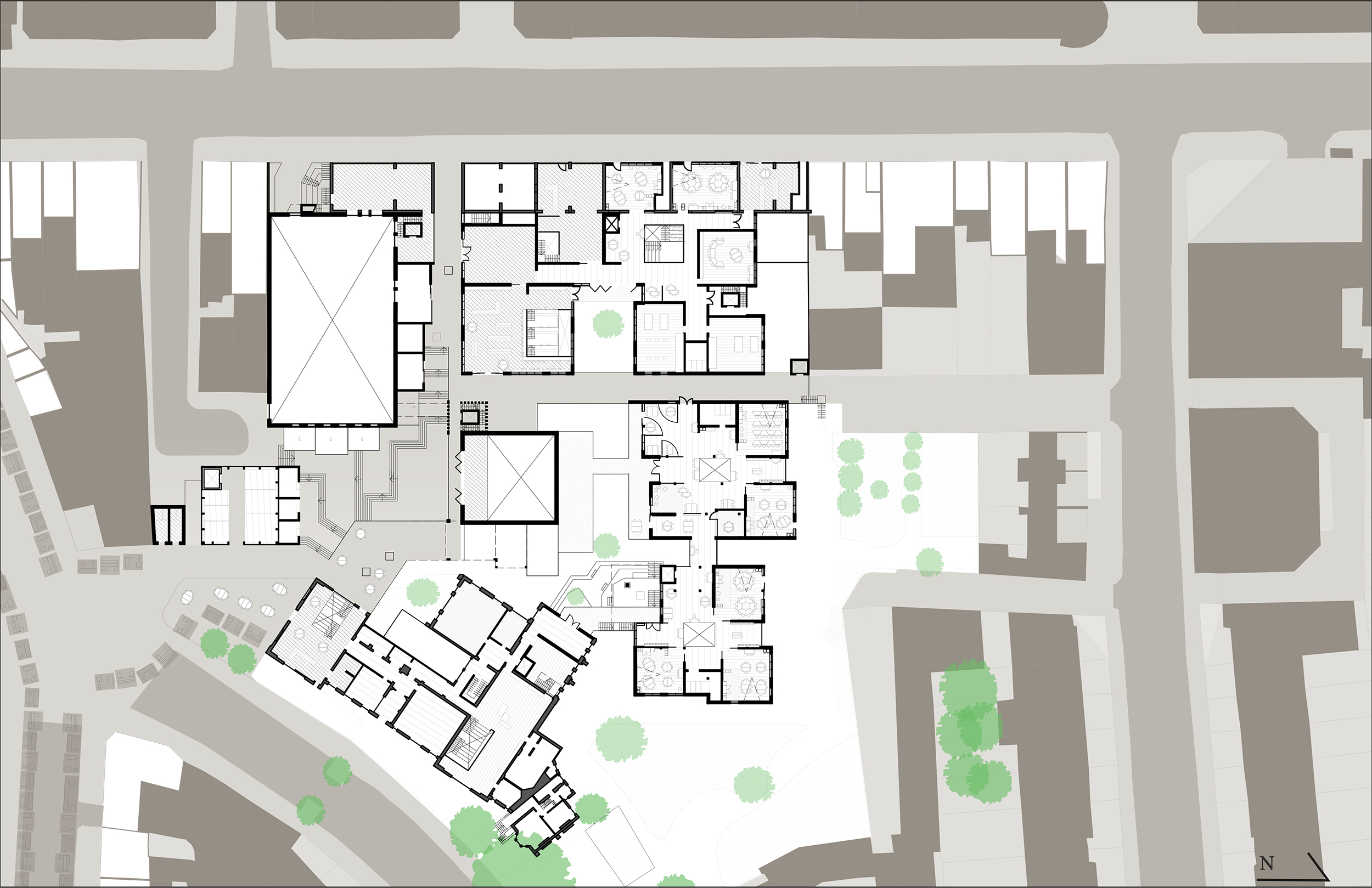 Upper ground floor plan: connecting Ridley Road to Kingsland High Street